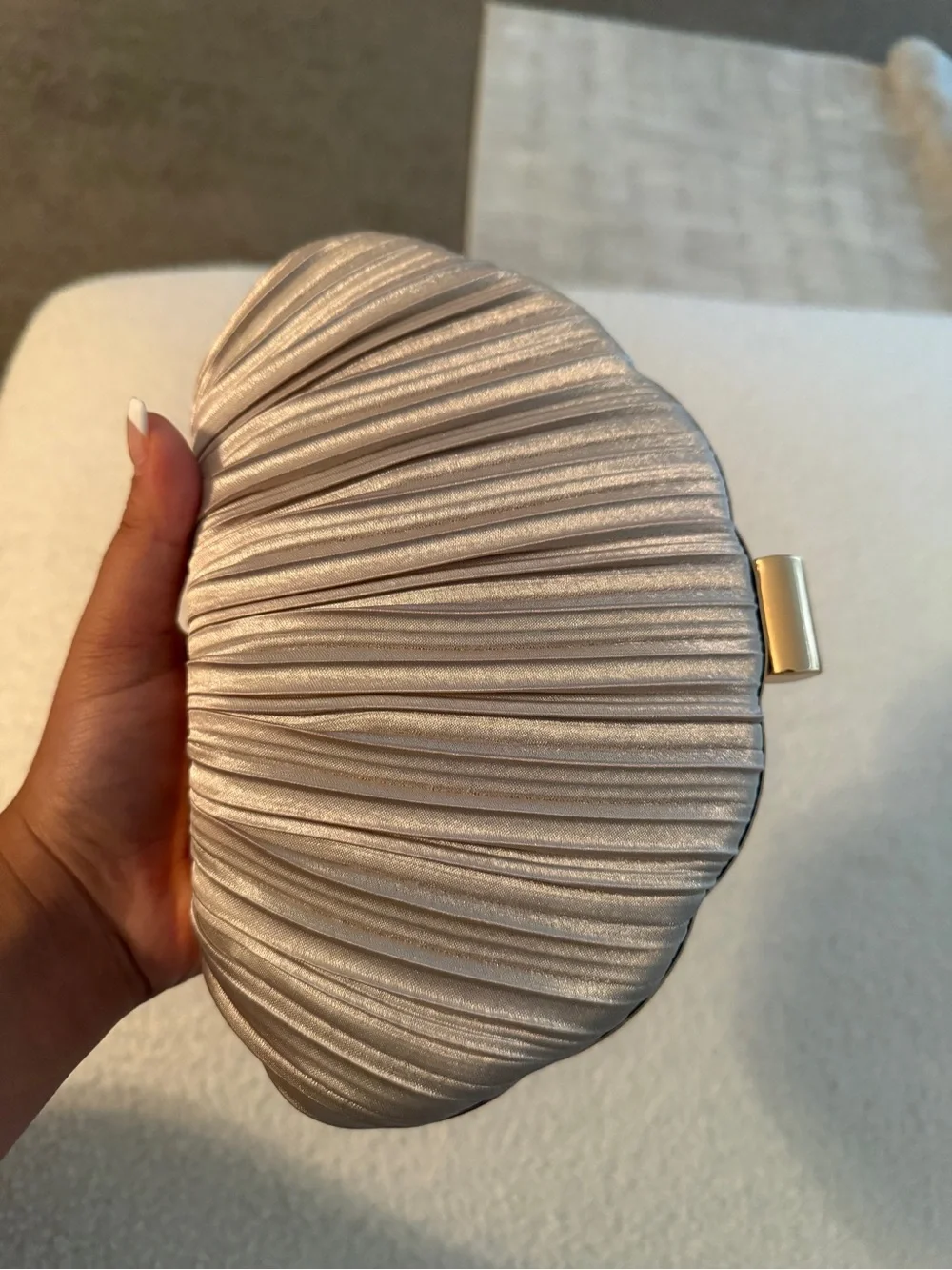 Source Unknown Champagne Pleated Shell Clutch